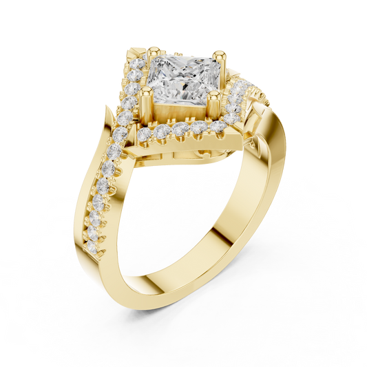Princess Cut Halo Lab Grown Diamond Square Ring - view 4