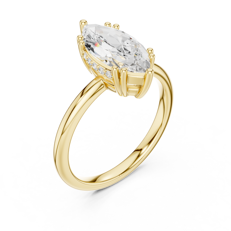 Solitaire Marquise Cut Lab Diamond Ring - view 2
