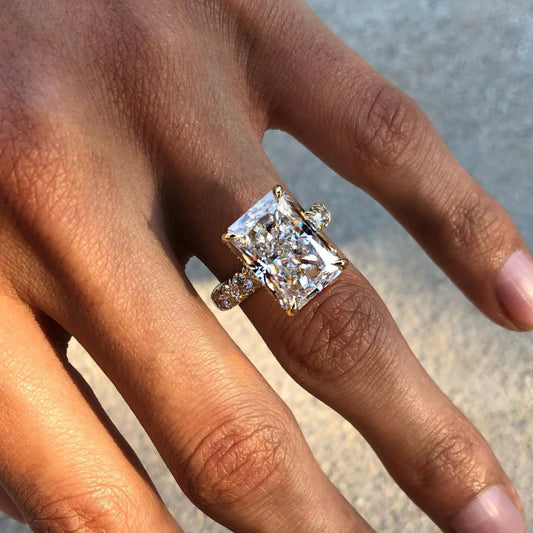 Radiant Cut Solitaire Moissanite Engagement Ring - view 4