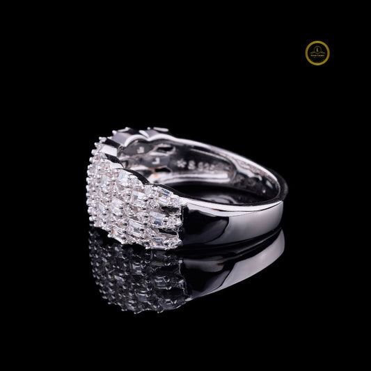 Multi Row Baguette & Round Cut Moissanite Wedding Band - view 4
