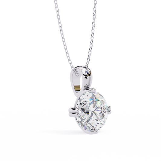 Round Solitaire Double Prong Four Point Pendant - view 4