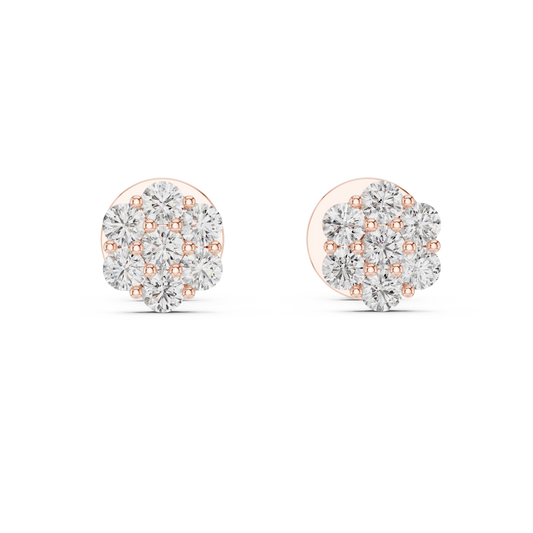 Noble Floral Cluster Round Cut Stud Earrings - view 2