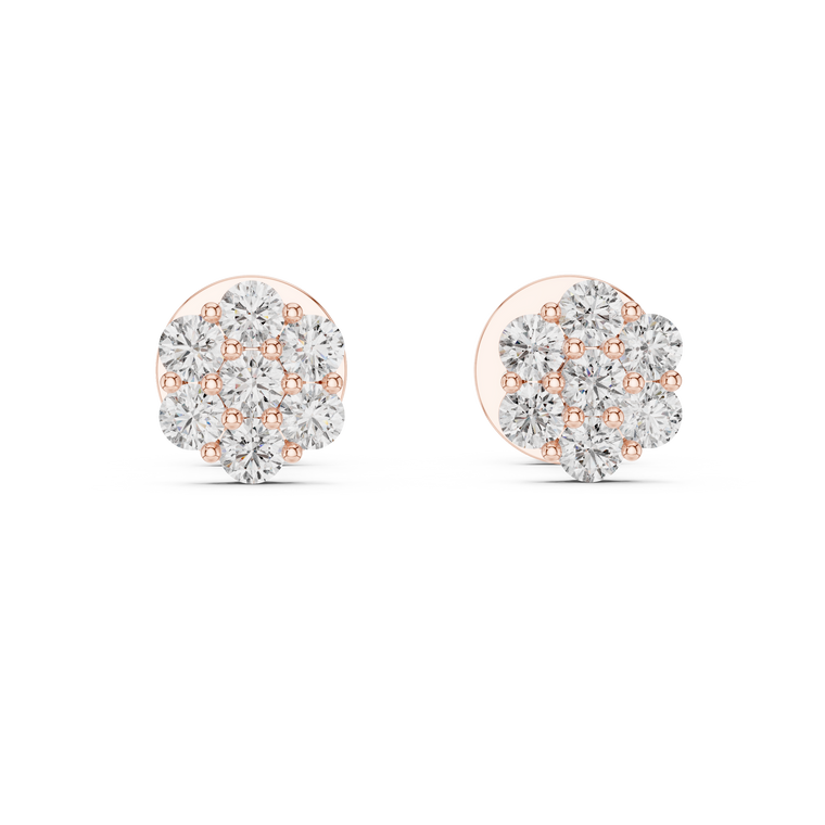 Noble Floral Cluster Round Cut Stud Earrings - view 2