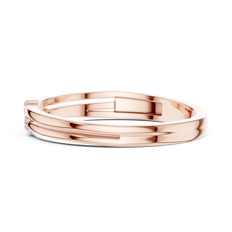 Three Lab Diamond Flush Set Gold Band Ring - view 2