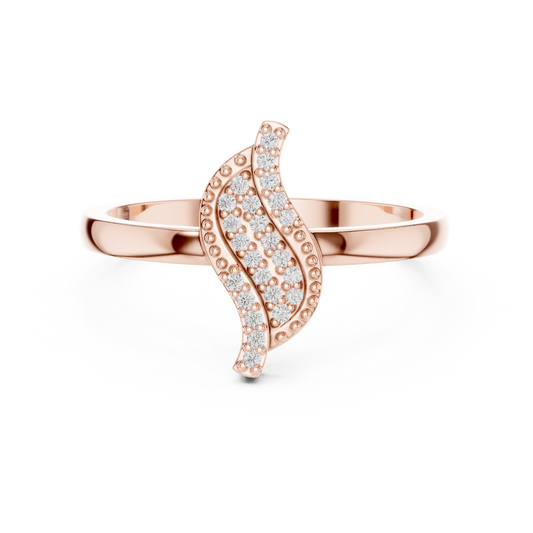 Round Cut Moissanite Leaf Motif Gold Anniversary Ring - view 2