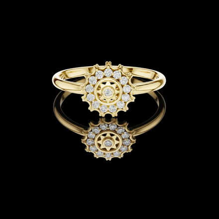 Sunburst Round Cut Moissanite Anniversary Ring