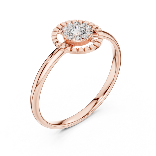 Round Moissanite Halo Cluster Split Ring - view 3