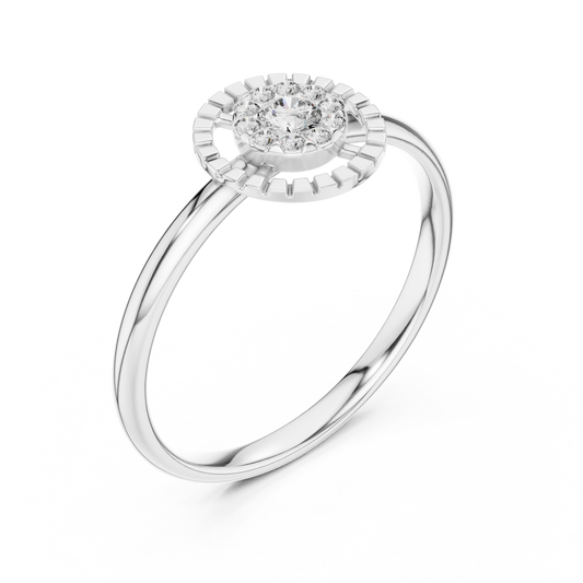 Round Moissanite Halo Cluster Split Ring - view 4