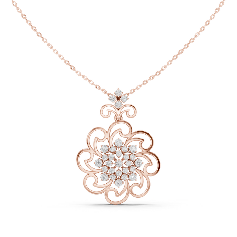 Filigree Openwork Round Pendant Necklace - view 2