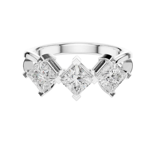Princess Cut Three Stone Lab Diamond Engagement Ring - view 3