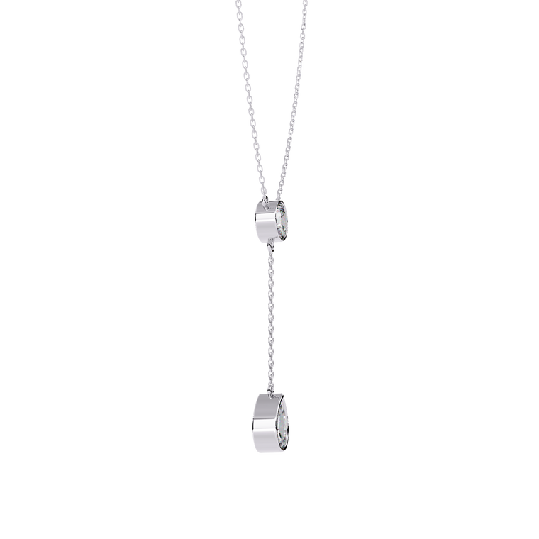 Bezel Set Round with Drop Pear Cut Necklace - view 2