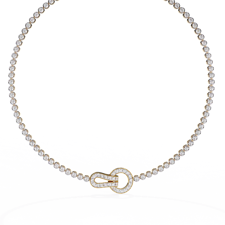 Pave Buckle Clasp Round Tennis Necklace - view 2