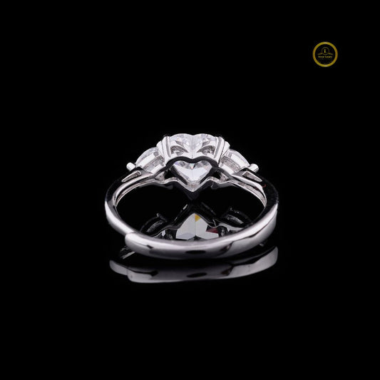 Three Stone Heart Cut Wedding Ring - view 4