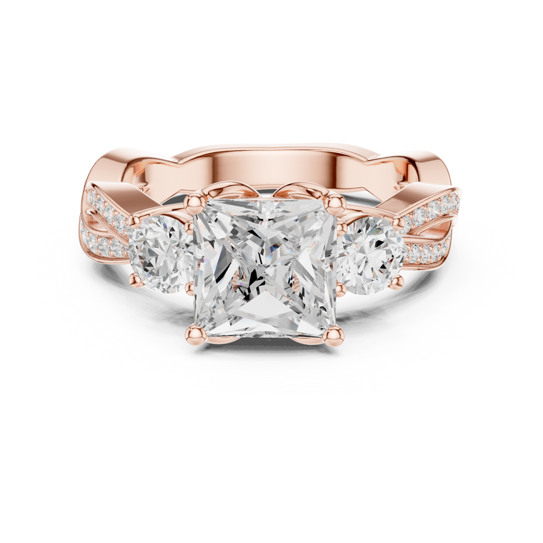 Princess Cut Engagement Twisted Band Lab Diamond Ring - view 2