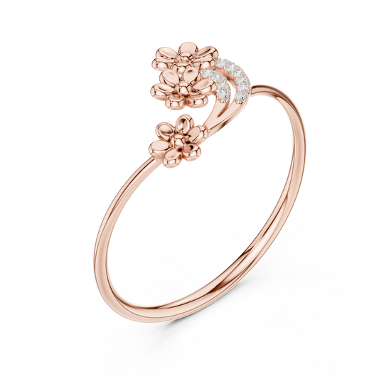 Round Moissanite Floral Wrap Promise Ring - view 3