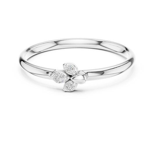 Minimalist Floral Round Cut Moissanite Cluster Ring - view 3