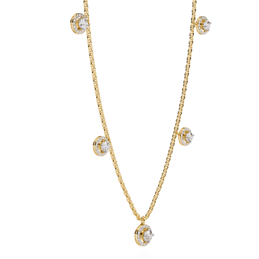 Round Cut Halo Station Necklace - view 4