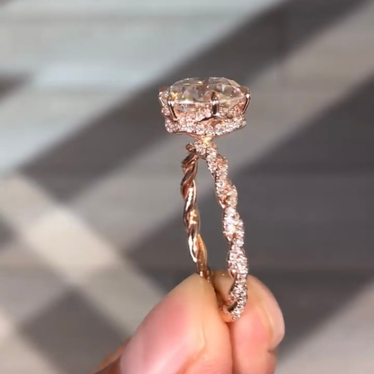 Swirling Solitaire Round Cut Moissanite Engagement Ring - view 4