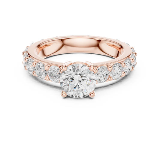Pave Round Cut Solitaire Moissanite Wedding Ring For Women - view 2