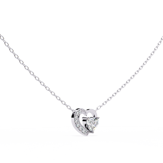 Heart Solitaire Pendant with Open Asymmetrical Frame - view 4