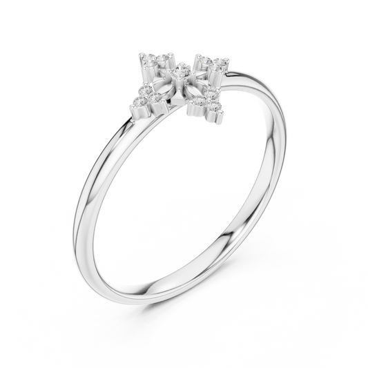 Round Moissanite Floral Cluster Ring with Minimal Petal Design - view 4