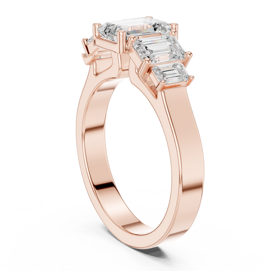 Five Stone Emerald Cut Lab Diamond Anniversary Ring - view 2