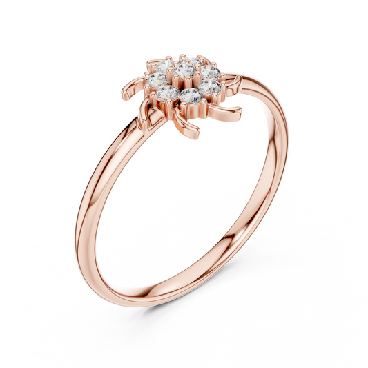 Round Brilliant Moissanite Floral Cluster Ring - view 3