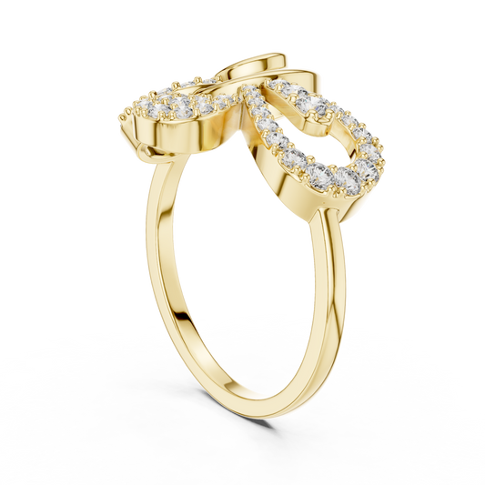 Ribbon Bow Style Round Lab Diamond Engagement Ring - view 3