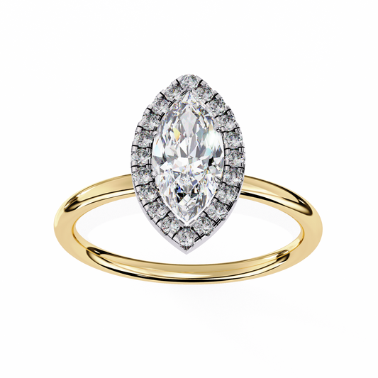 Marquise Cut Diamond Halo Solitaire Lab Diamond Ring - view 2