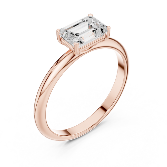 Emerald Cut Lab Diamond Solitaire Engagement Rings - view 3