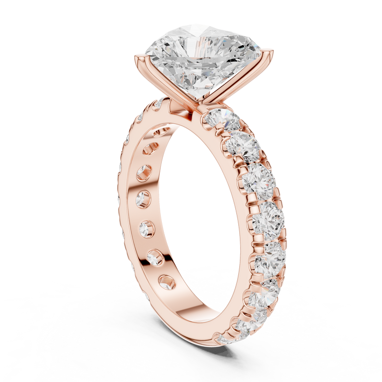 Heart Cut Lab Diamond Pave Solitaire Wedding Ring - view 2