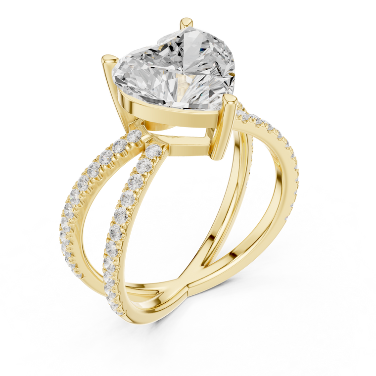 Heart Cut Moissanite Split Pave Shank Engagement Ring - view 2