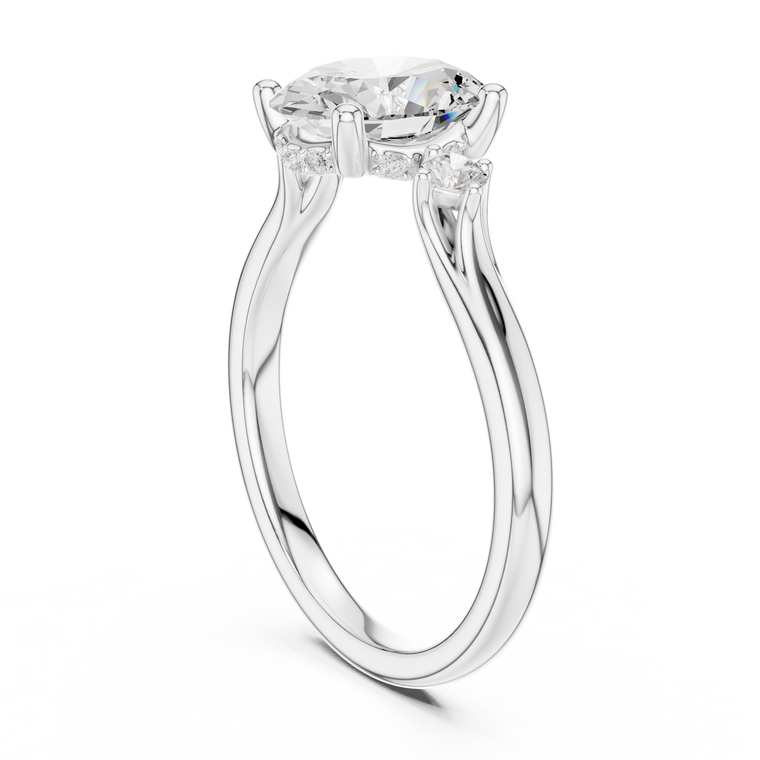 Oval Cut Three Stone Lab Diamond Split Shank Engagement Ring - view 2