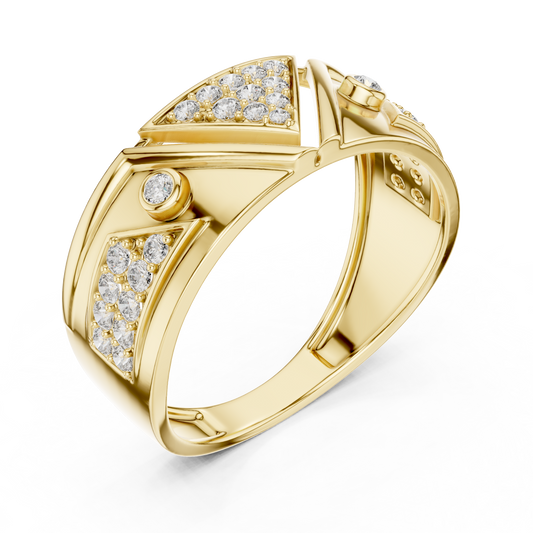 Round Cut Men's Inverted Triangle Pave Wedding Ring - view 4
