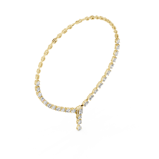 Mixed Cut Y Necklace with Pear Drop Pendant - view 3