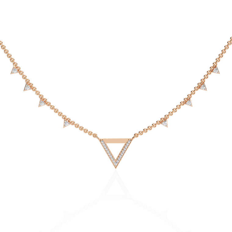 Open Triangle Pave Station Pendant Necklace - view 2