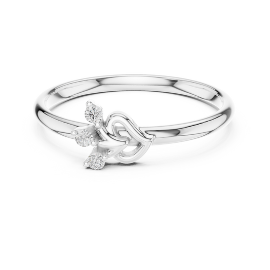 Round Cut Lab Diamond Heart Knot Promise Ring - view 3