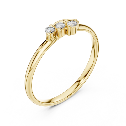 Round Cut Moissanite Three Stone Wave Ring - view 4