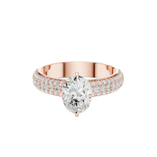 Oval Cut Triple Pave Lab Grown Diamond Solitaire Engagement Ring - view 2