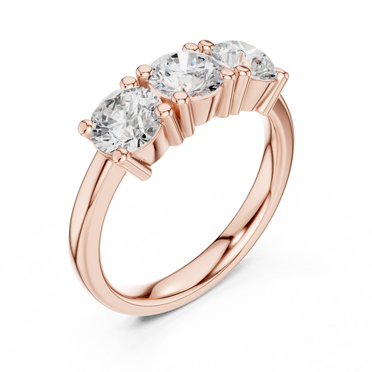 Round Brilliant Lab Diamond Three Stone Promise Rings - view 3