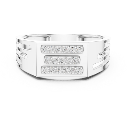 Round Cut Lab Grown Diamond Men's Architectural Side Cutout Statement Band - view 3