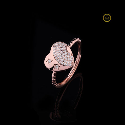 Heart Shape Pave Setting Moissanite Rope Band Ring - view 3