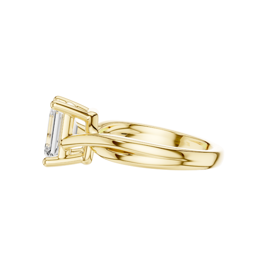 Emerald Cut Solitaire Twisted Split Shank Lab Diamond Ring - view 4