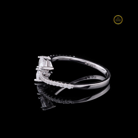 Toi et Moi Pear Open Bypass Engagement Ring - view 4