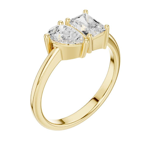 Pear and Radiant Cut Toi Et Moi Moissanite Ring - view 4