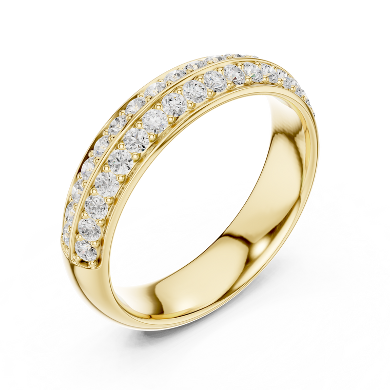 Double Row Round Cut Lab Diamond Pave Wedding Ring Band - view 2
