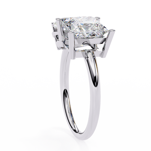 Pear and Princess Cut Moissanite Toi et Moi Delicate Ring - view 2