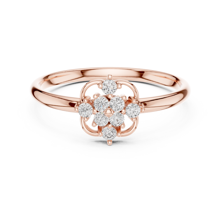 Round Cut Moissanite Floral Cluster Engagement Ring - view 2