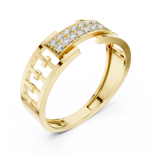 Round Cut Moissanite Men's Rectangular Pave Center Geometric Ring - view 4