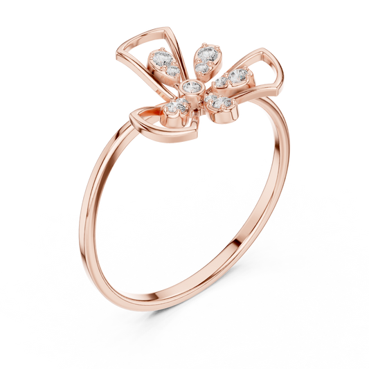 Floral Petal Round Cut Moissanite Ring - view 3